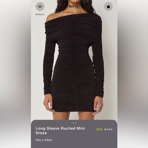 Khy x Atlein Off-Shoulder Black Ruched Dress